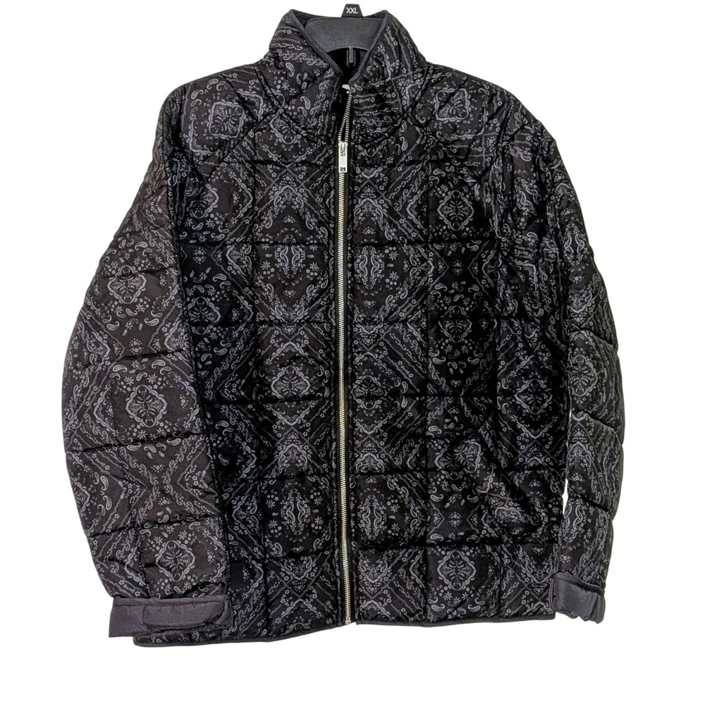 Indigo Thread Co Paisley Print Puffer Jacket Zip‎ Front Women's Medium NEW